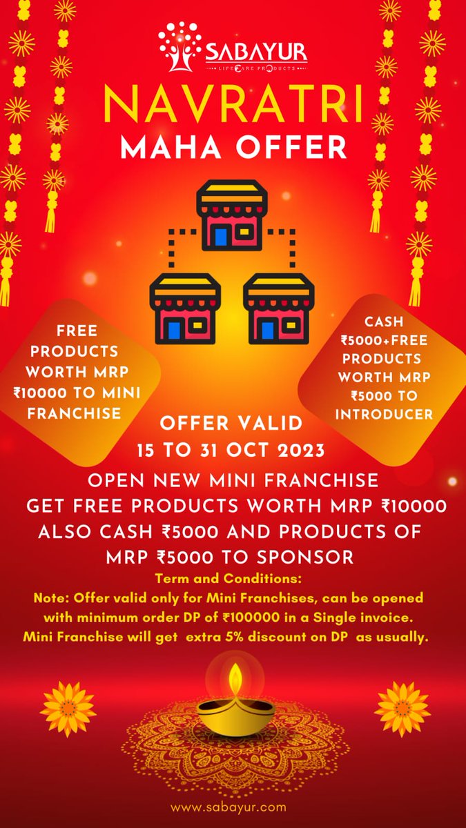 Navratri Mini Franchise Offer #sabayurlifecareproducts #sabayur #napkins #sanitary #AnionPads #flyndryliningnapkins #rashfree #promotion #mlmsuccess #environment #comfort #offer #navratrispecial #periodpain #productoffer #october #cotton #octoberoffers #dussehra #dussehraoffer