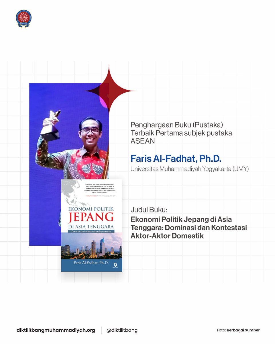 subjek Pemilihan Umum, Dr. phil. Ridho Al-Hamdi, MA. (UMY)

📙 Ambang Batas Pemilu: Pertarungan Partai Politik dan Pudarnya Ideologi di Indonesia

subjek ASEAN, Faris Al-Fadhat, Ph.D (UMY)

📘 Ekonomi Politik Jepang di Asia Tenggara: Dominasi dan Kontestasi Aktor-Aktor Domestik