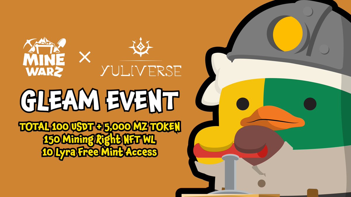 🌟MINE WARZ X Yulivers #Gleam Event🌟

We're happy to announce a joint Gleam event with ✨<a href="/TheYuliverse/">Yuliverse</a>✨ in honor of our partnership!

Join the MINE WARZ X Yulivers Gleam event ⬇️
gleam.io/competitions/S…

#MINEWARZ #Web3Gaming #NFTGame #BCG #Giveaway #Airdrop