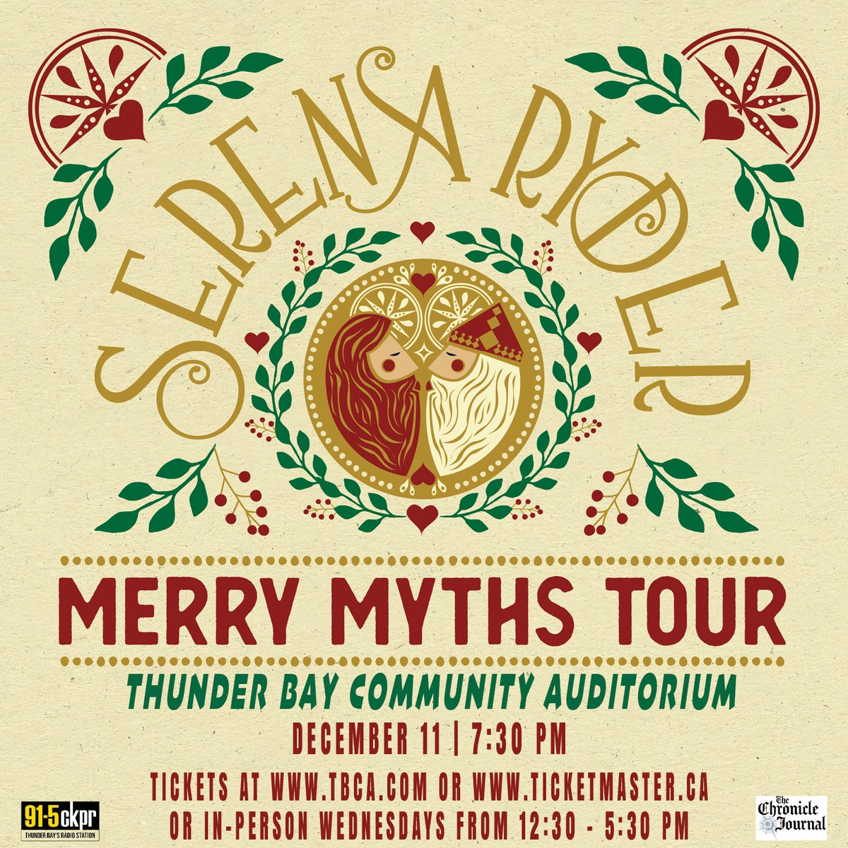 Serena Ryder presents: Merry Myths Tour 2023 - Live on the TBCA stage on December 11. Tickets go on-sale this Wednesday, Oct. 18 at 10 am at ticketmaster.ca
Join Serena Ryder in celebrating both cherished and contemporary Christmas classics!