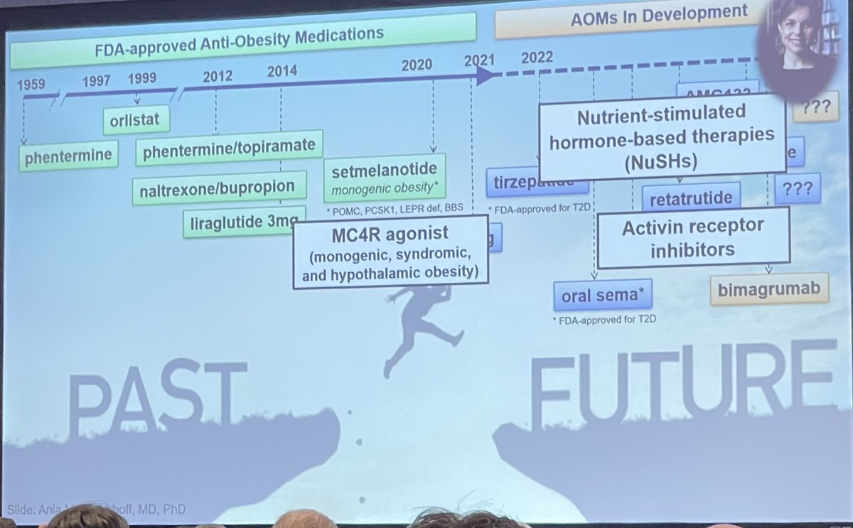 8/ A Tour De Force of Anti-obesity Pharmacotherapy via <a href="/AniaJastreboff/">Ania M. Jastreboff, MD, PhD</a> …

Day 2– #OW2023 Continued:

Future of AOMs is getting “cray cray.”
—Double and triple agonists (NuSHs)
—MC4R agonists
—Activin receptor inhibitors / myostatin blockers and more…