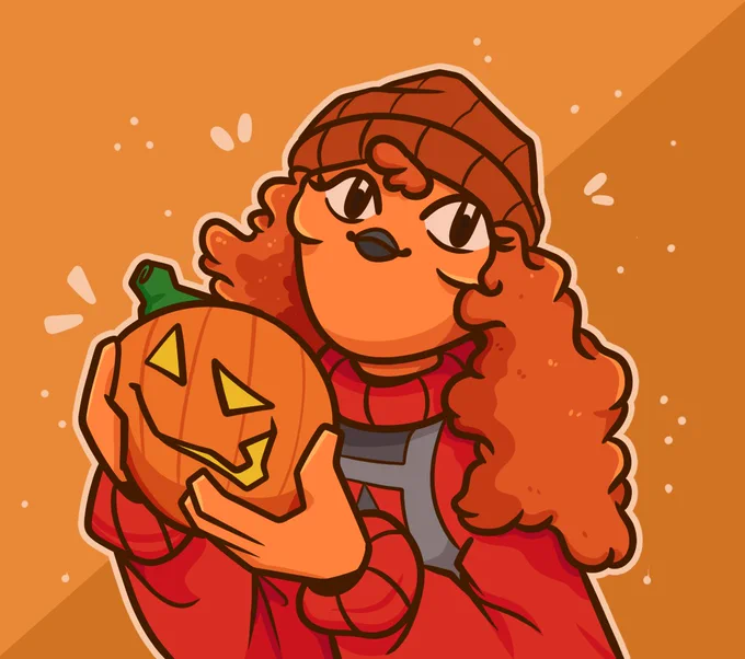 Bored so I drew a female version of Tweet holding a pumpkin 