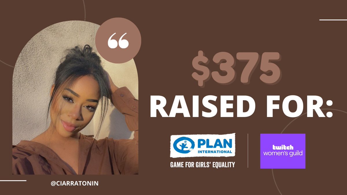 WE REACHED THE DONO GOAL OF $333
(and surpassed it to $375)! 🥳🎉

Thanks everyone for supporting @PlanCanada & @Twitch Women’s Guild to help Game for Girls’ Inequality: #BeattheClock! ⏰✊🏽