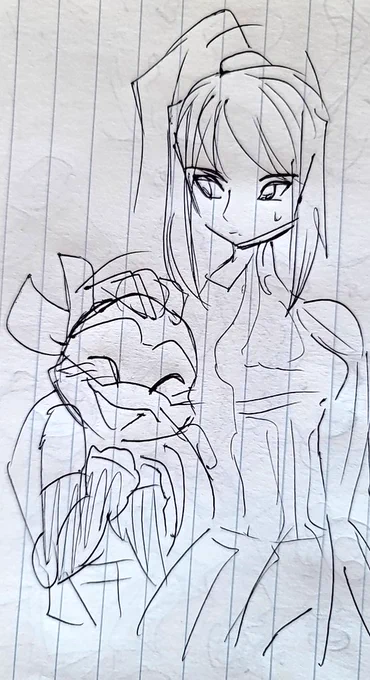  I wanted such a cool big sister!Samus : ……Raph  : I can't believe you patted mikey on the head...that's not fair, mikey! 