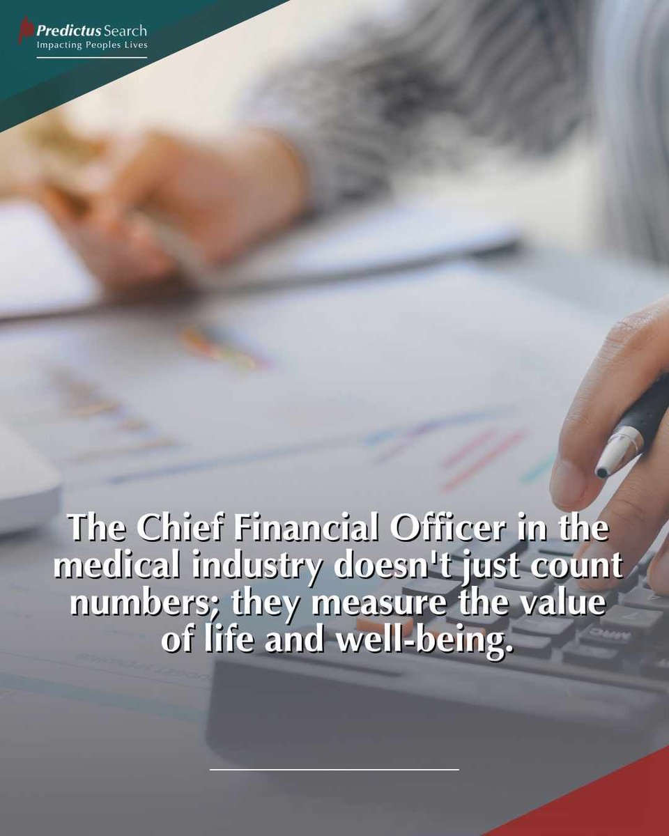 pred_search's tweet photo. The Chief Financial Officer in the medical industry doesn't just count numbers; they measure the value of life and well-being. 💼. #CFO #FinancialLeadership #BusinessSuccess #PredictusSearch https://t.co/zpIL72nR6w