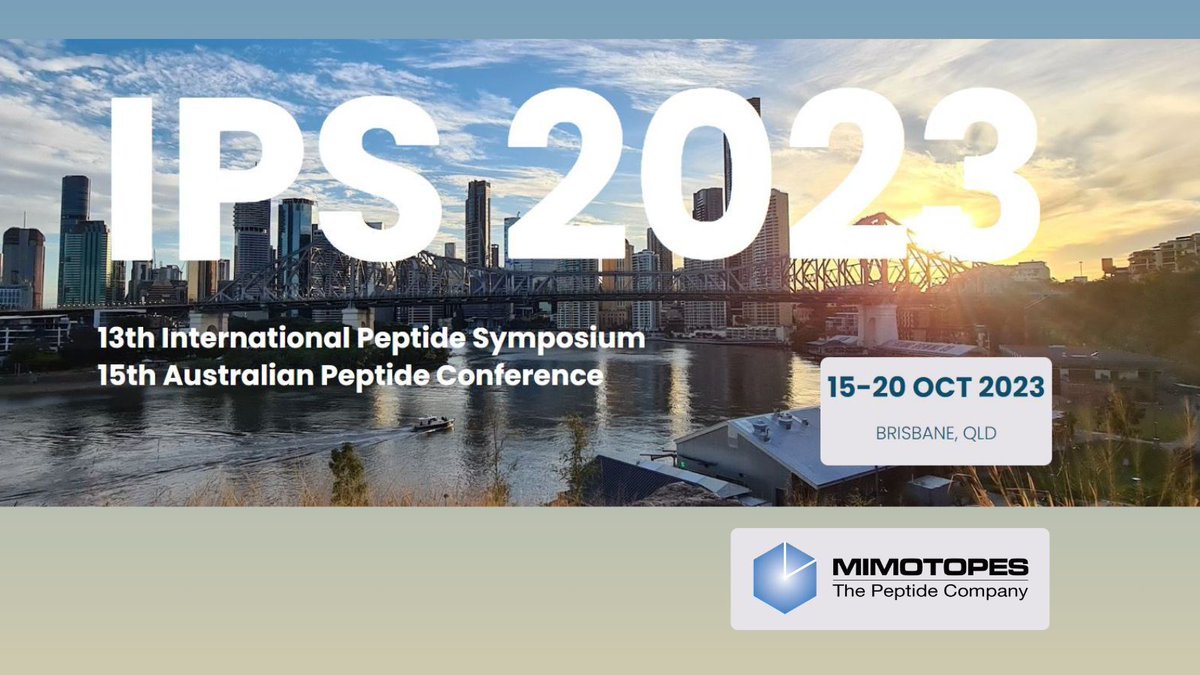 From today, see <a href="/Mimotopes/">Mimotopes</a> at #IPS2023! 

Come by to chat with our representatives about large-scale custom peptide synthesis. 

#AusPeptide2023 #OzChem <a href="/AusPeptide/">AusPeptide</a>