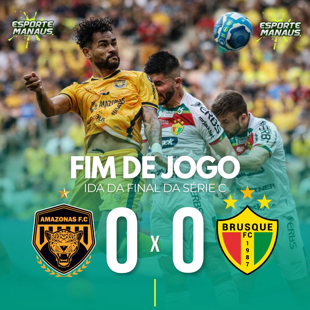 esportemanaus's tweet photo. 🚫⚽️ NADA DE GOLS NA DECISÃO! Nos primeiros 90 minutos da final da Série C, Amazonas FC e Brusque-SC empataram em 0 a 0, na Arena da Amazônia. Agora, o título será decidido na casa do Quadricolor, em Santa Catarina.
🐆🟡⚫️
#AmazonasFC
#BrusqueSC
#BrasileirãoSérieC
#SérieCnoEM https://t.co/SsdZiLlYGt