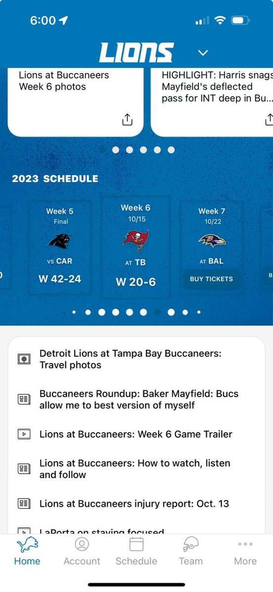 dubicki09's tweet image. This was on the lions app at halftime. 6pm. #nflscripted