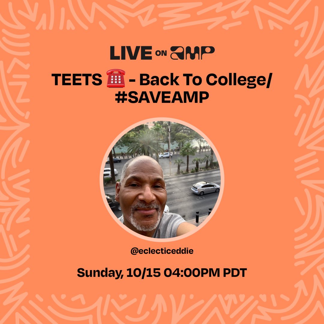 My Amp show, TEETS ☎️ - Back To College/#SAVEAMP, is live. Don't miss it! Tune in!
live.onamp.com/gJeliskDVDb Relive your college days as well as learn some great stuff. #saveamp #liveonamp #college <a href="/onamp/">AMP</a> #moodmix