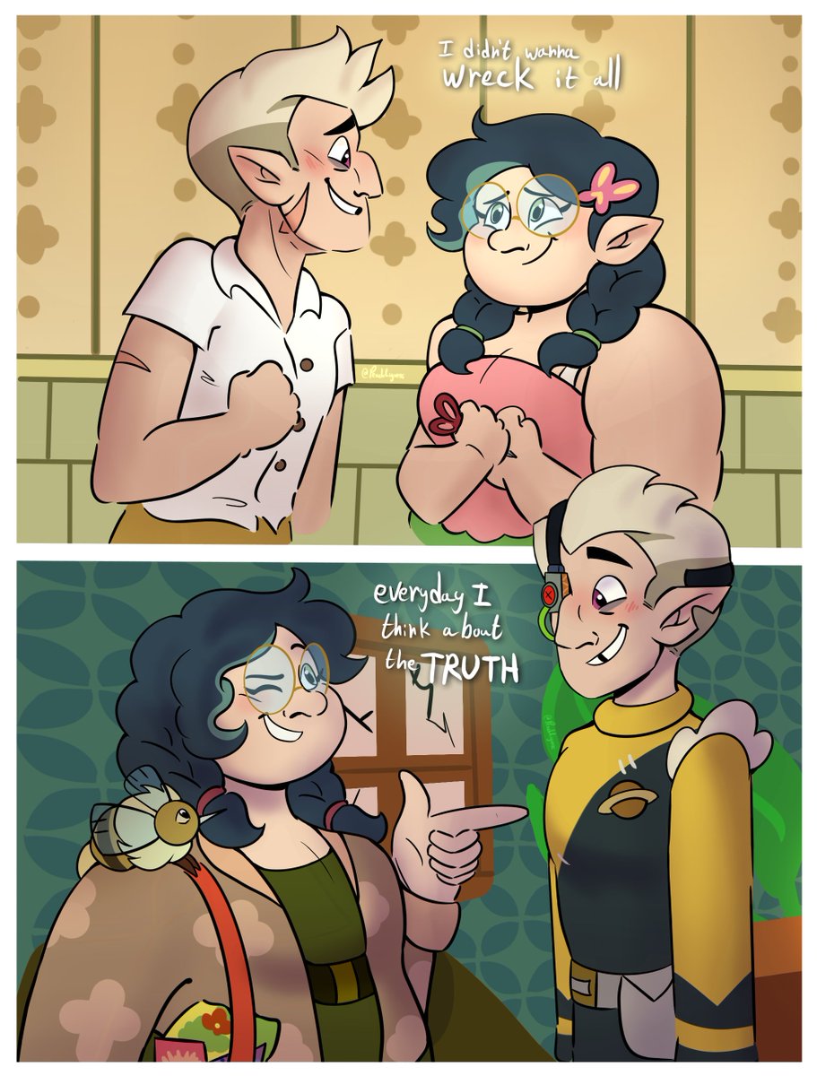 PeachLigress's tweet photo. Happy Thanks to Them anniversary (2/3)💚💛

#huntlow #WinterTOH #ThanksToThem #TOH #TheOwlHouse #theowlhousefanart https://t.co/asnqyVw9g2