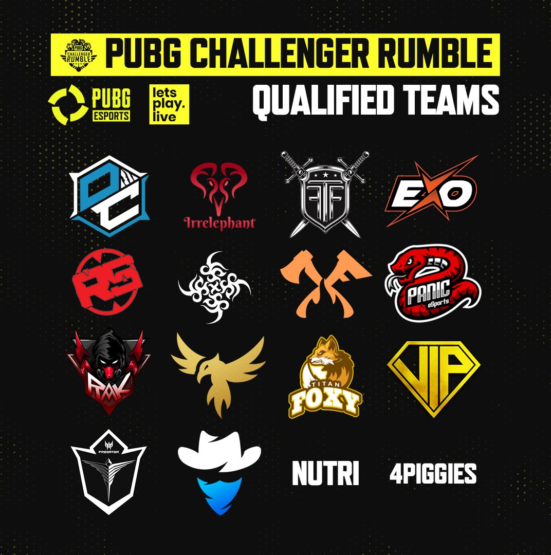Introducing your PUBG Challenger Rumble Season 2 qualified teams! 

Catch them competing this weekend, beginning Friday 20 October at 9PM AEDT 🗓

📺 Watch live at twitch.tv/lpl_pubg
🗺 Map Stream: twitch.tv/lpl_play

#LPLPUBG | #PCR | <a href="/PUBGEsports/">PUBG Esports</a>
