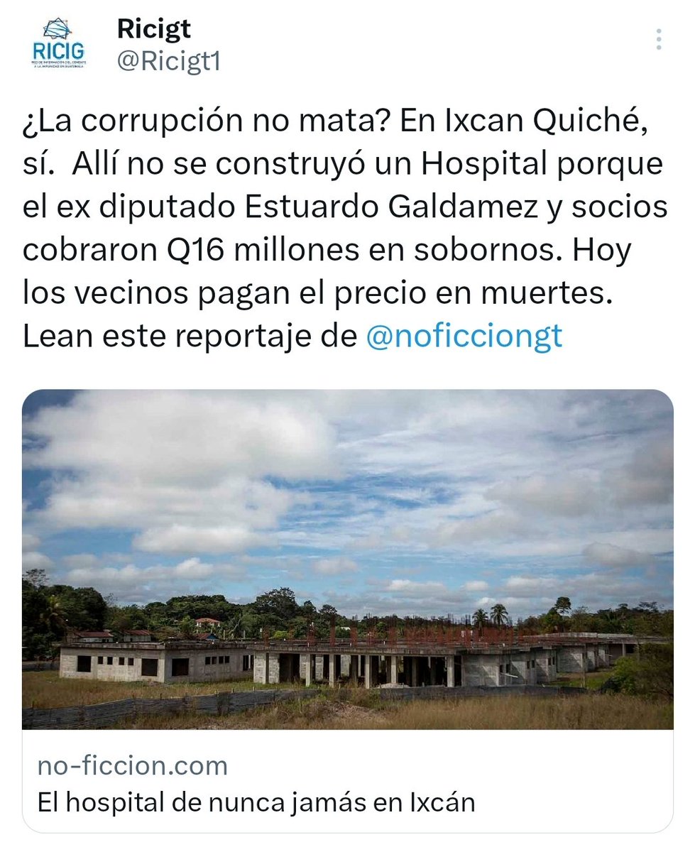 LigiaIHernandez's tweet photo. ¿De qué respeto a la ley puede hablar un criminal que le robó el derecho a la salud y a la vida a miles de personas?

Estuardo Galdámez debería estar preso por el saqueo del dinero para el Hospital de Ixcán y no paseando por las calles como si nada pasara.

https://t.co/rdebTq8Tce