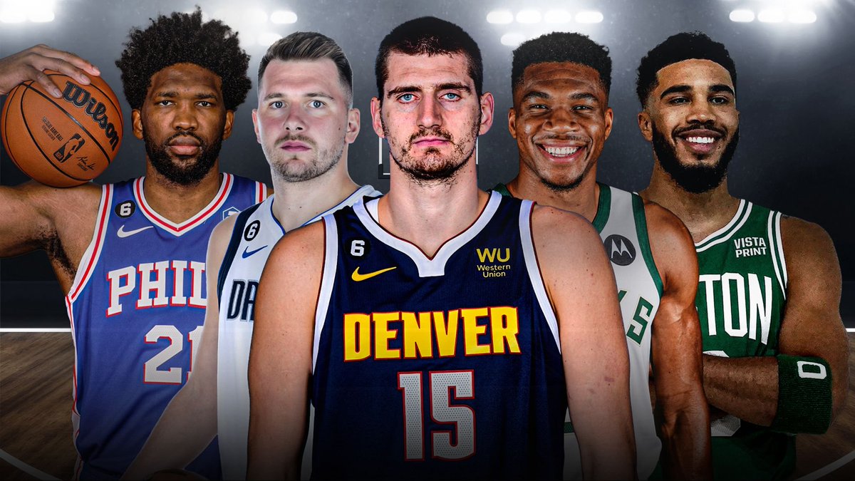 HoopNewsTM's tweet photo. Who are the favorites to win MVP in this upcoming 23/24 NBA season? #joelembiid #giannis #tatum #Jokic #lukadoncic #NBA #MVP https://t.co/YoS6RVzeFS