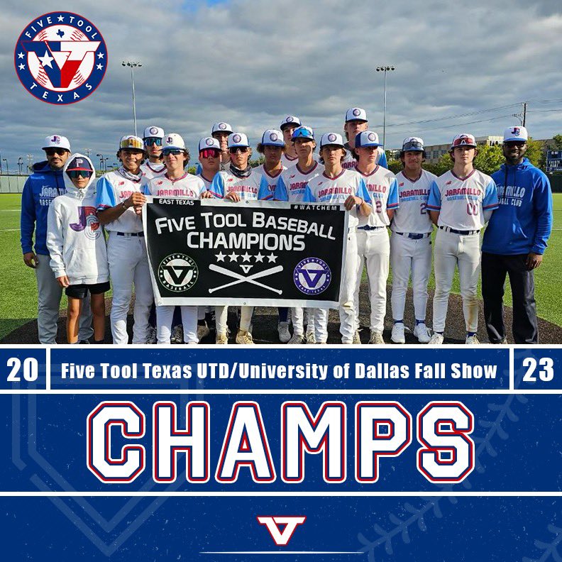 🏆CHAMPIONS🏆

Congrats to <a href="/JaramilloBBClub/">Jaramillo Baseball Club</a> on winning the 15U/16U Division of the <a href="/FiveTool/">Five Tool Baseball</a> Texas UTD/University of Dallas Fall Show!

#WatchEm