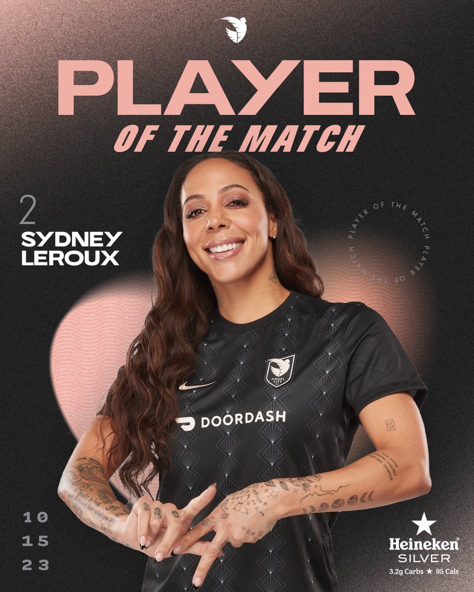 weareangelcity's tweet photo. Today’s @Heineken_US Player of the Match goes to #2, SYDNEY LEROUX!!!!

#Volemos | #NWSL | #LAvPOR | #AngelCityFC https://t.co/d2AtXpV31h