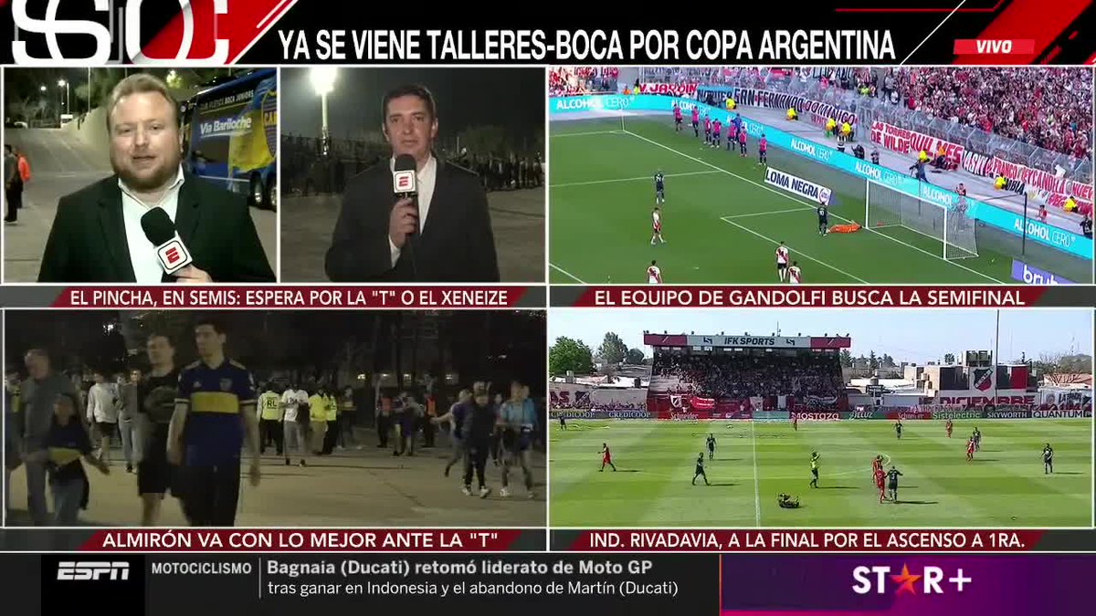 #Ahora en #SportsCenter, continúan @Augustocesar22 y @MarianoFusco2 con la previa de Boca vs. Talleres por #CopaArgentina. 📺 #ESPNenStarPlus