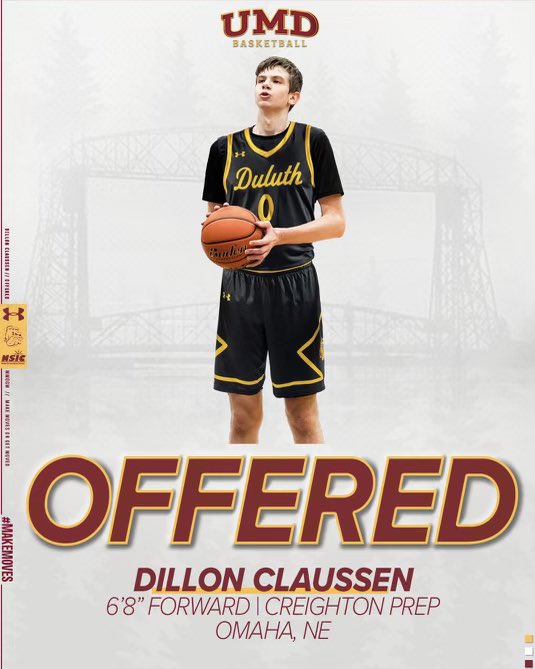 Dillon Claussen (@claussen_dillon) on Twitter photo After a great visit, I am excited to say that I've received an offer to play basketball for <a href="/UMDBulldogMBB/">UMD Men's Basketball</a>. Thank you to <a href="/CoachWieckUMD/">Justin Wieck</a>, <a href="/kirsch_ryan/">Ryan Kirsch</a>, and <a href="/TyPeterson_/">Tyler Peterson</a> for the opportunity! After a great visit, I am excited to say that I've received an offer to play basketball for <a href="/UMDBulldogMBB/">UMD Men's Basketball</a>. Thank you to <a href="/CoachWieckUMD/">Justin Wieck</a>, <a href="/kirsch_ryan/">Ryan Kirsch</a>, and <a href="/TyPeterson_/">Tyler Peterson</a> for the opportunity!