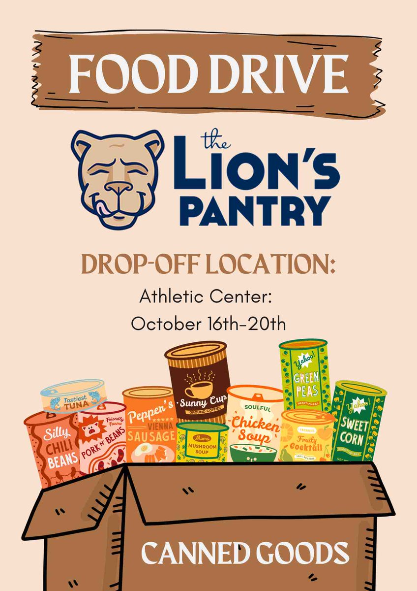 🥫 FOOD DRIVE 🥫 Our PSUAC Student Athlete Advisory Committee is doing a food drive during spirit week. Items donated will go to our Lion Pantry!! Spread the news and donate! Make sure they are canned goods, boxed products. No food thats perishable! 🦁 #psnkathletics #psuac