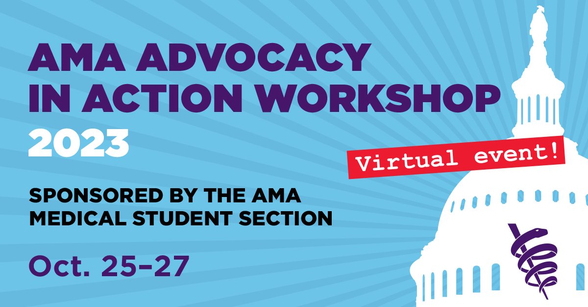 Register today for #OurAMA Advocacy in Action workshop. Join us Oct. 25-27 for a 3-day workshop. #MedStudents will learn the necessary tools to actively advocate for patients, providers and communities. spr.ly/6017uVOCl