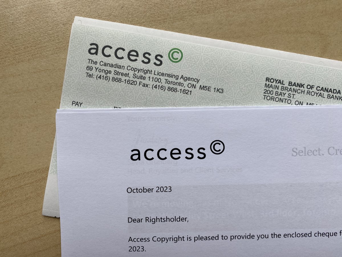 Thanks <a href="/AccessCopyright/">Access Copyright</a>, for my annual cheque!

#indieauthor #writerslife #scifi