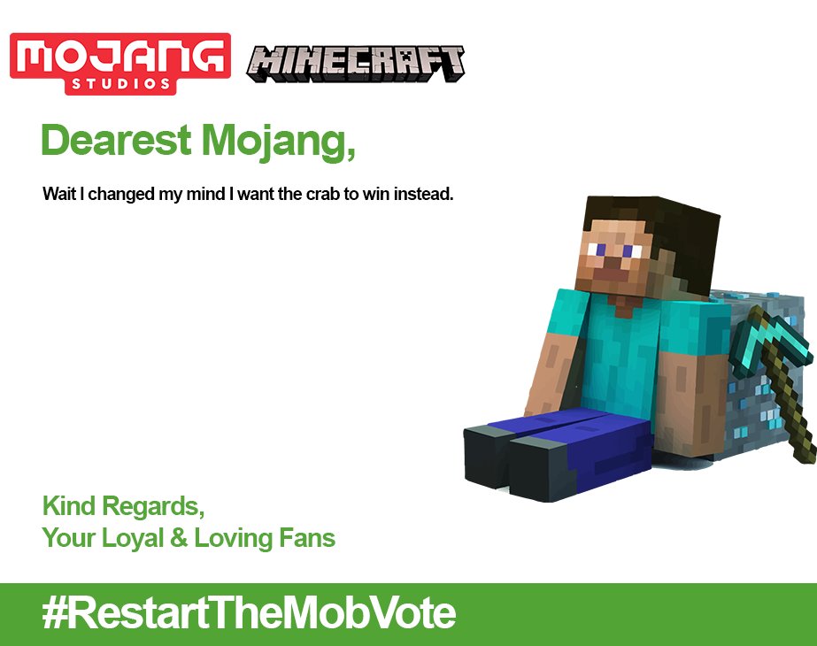 We deserve slightly better.

#minecraft #RestartTheMobVote #MinecraftMobVote #MinecraftLive