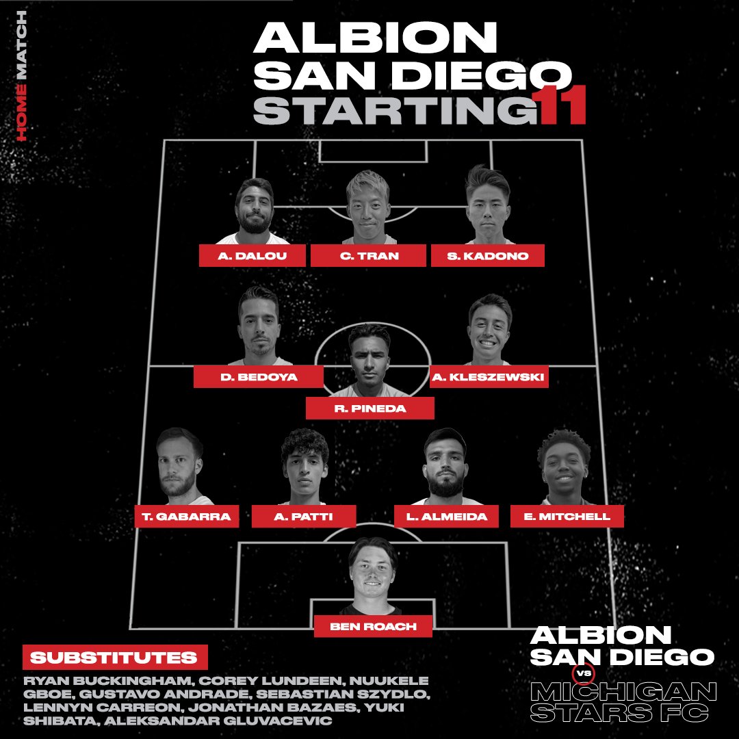 TONIGHT'S STARTING XI 🔥

#ALBIONSanDiego #RUNASONE #NISA