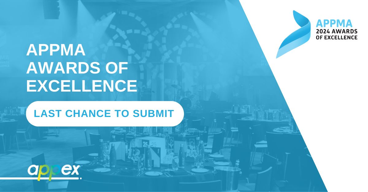 Appex2027's tweet image. Submissions for the APPMA Awards of Excellence close tomorrow, Tuesday 17th October.

Find out more about the 9 award categories by downloading the Entry Kit here: buff.ly/3PZM1ZY

Enter via the Submissions Portal: buff.ly/45foqLl

#apppex #appex2024 #appma