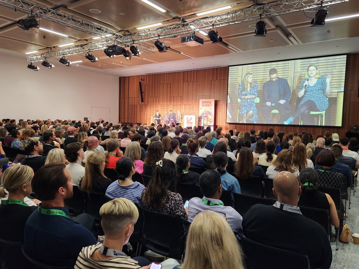 Full house at Blowing The Whistle on Big Tech @sxswsydney 📣

Incredible discussions and insights from incredible super women <a href="/FrancesHaugen/">Frances Haugen</a> &amp; Julie <a href="/eSafetyOffice/">eSafety Commissioner</a> ! More transparency and accountability please! 👏

#SXSWSydney #whistleblower #BigTech