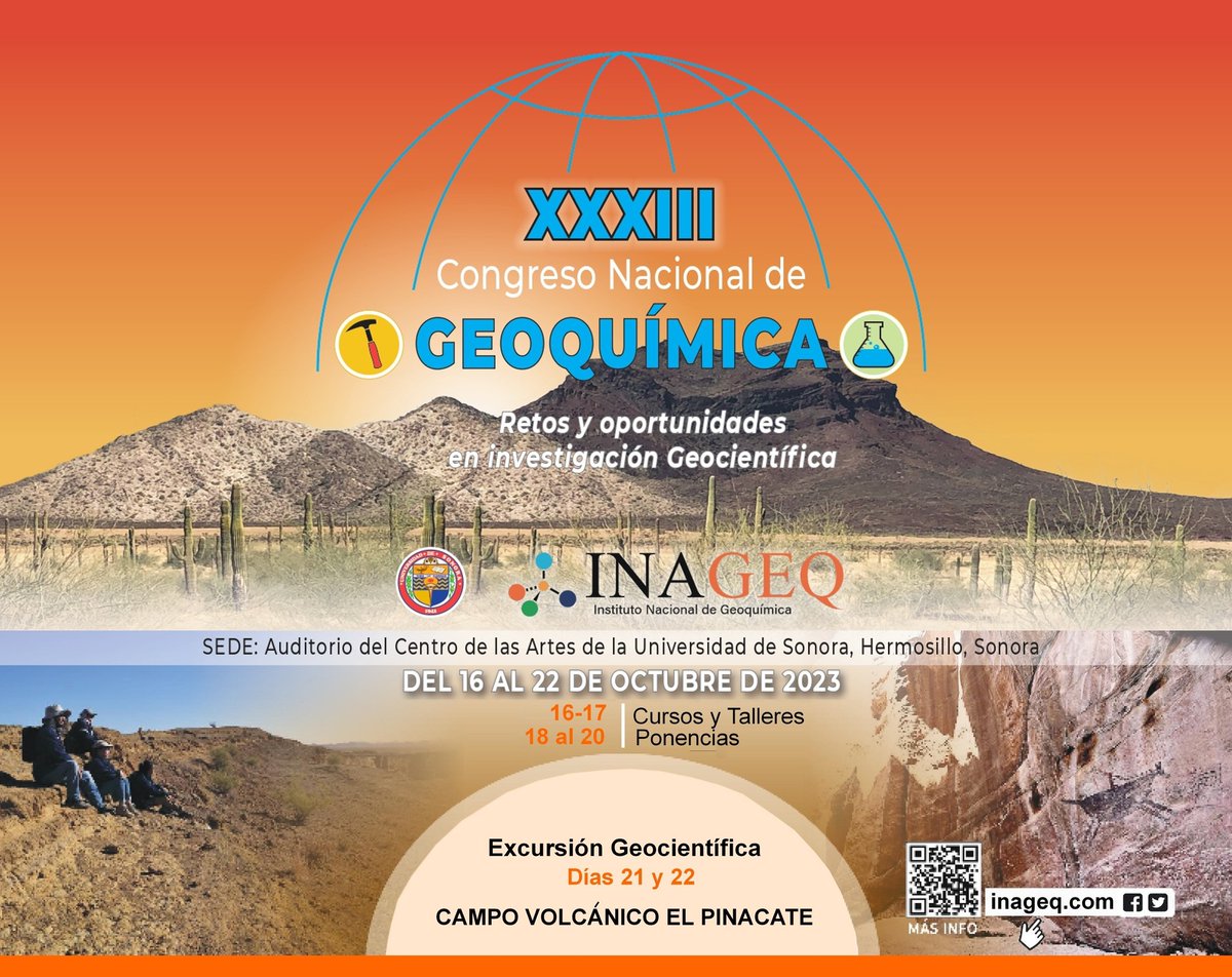 inageqmx's tweet photo. 😁YA MAÑANA comienza el XXXIII Congreso Nacional de Geoquímica del Instituto Nacional de Geoquímica - INAGEQ.
❗️No se pierdan la trasmisión en vivo de nuestro acto de inauguración y ponencias magistrales en SoyUnison y Unison TV ‼️📽️ https://t.co/8RbrmJOl6o