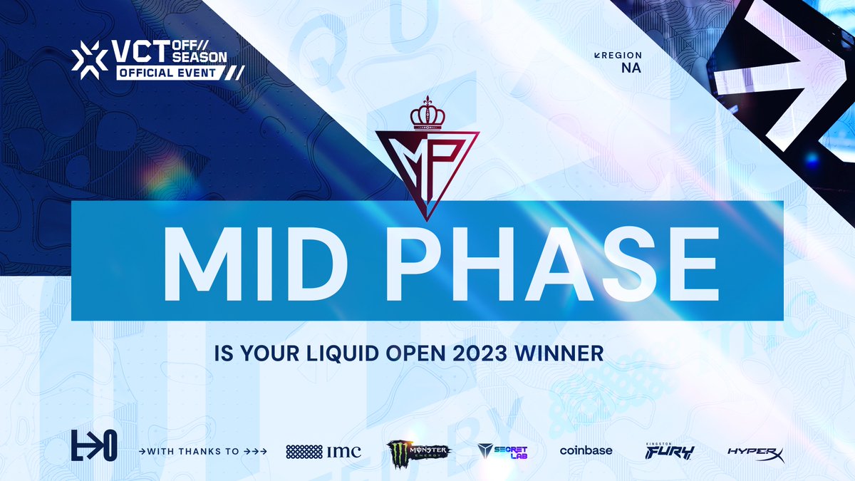 LiquidValorant's tweet photo. Congratulations to our Liquid Open CHAMPIONS Human Tripwires of EU and Mid Phase of NA!!! 🙌

They conquered every match and came out strongest when it mattered the most. Enjoy your victory and wear the title with pride 💙
#LIQUIDOPEN by IMC

You will be able to find the winners at https://t.co/Rq9Bl0uD62 on the bracket tab!