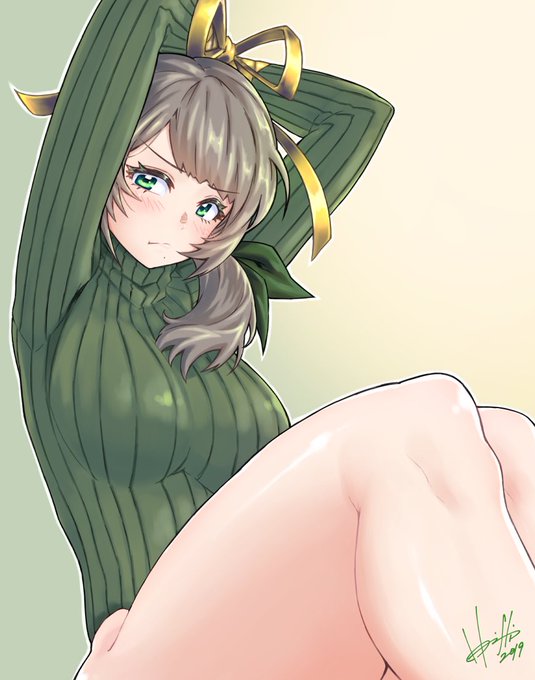 #目が疲れたから緑の作品が見たい
縦セタの季節ですな🍂 