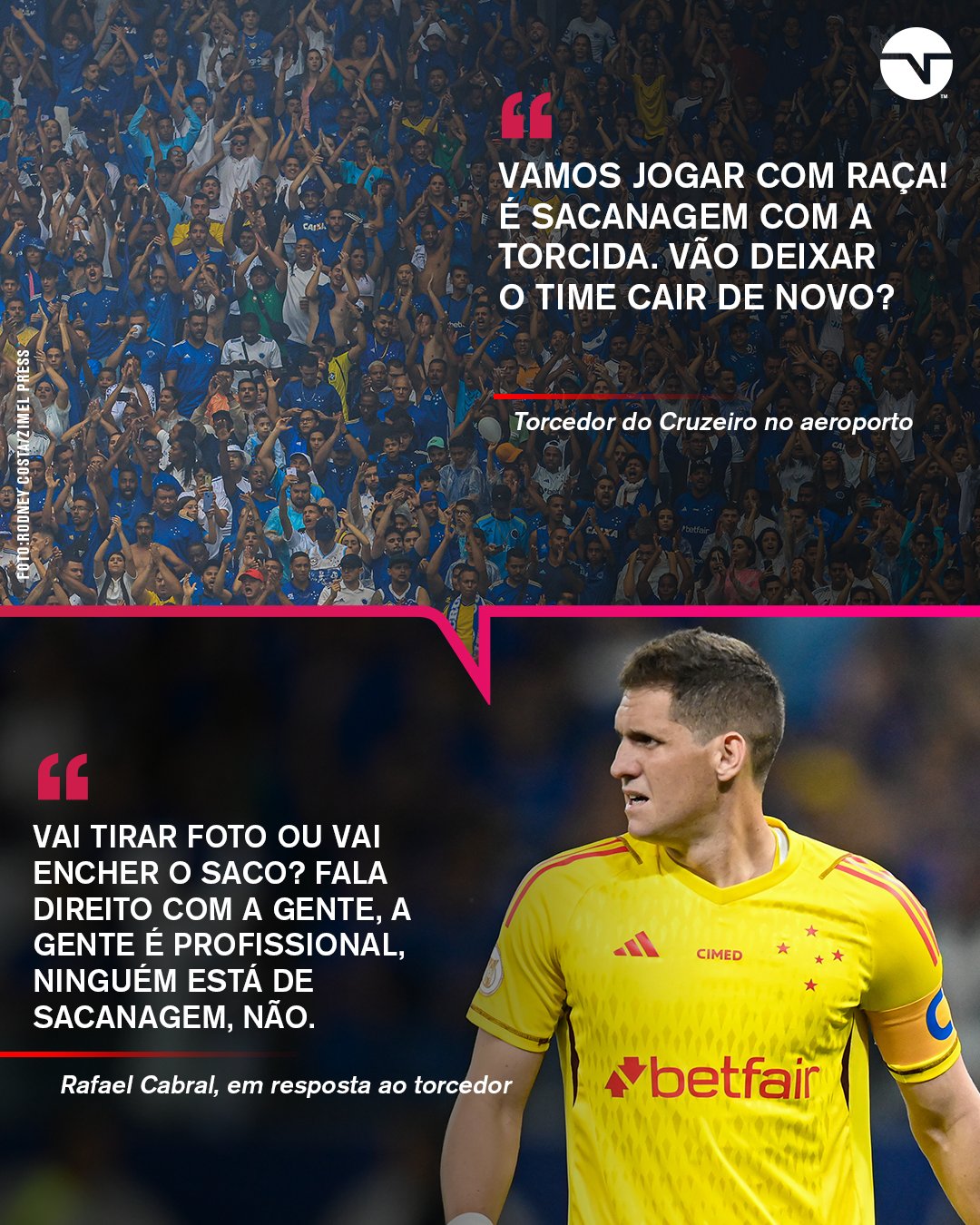 TNT Sports BR on X: O CLIMA NÃO TÁ BOM! O elenco do Cruzeiro desembarcou  depois do empate contra o Cuiabá, foi cobrado por um torcedor e Rafael  Cabral, capitão do time