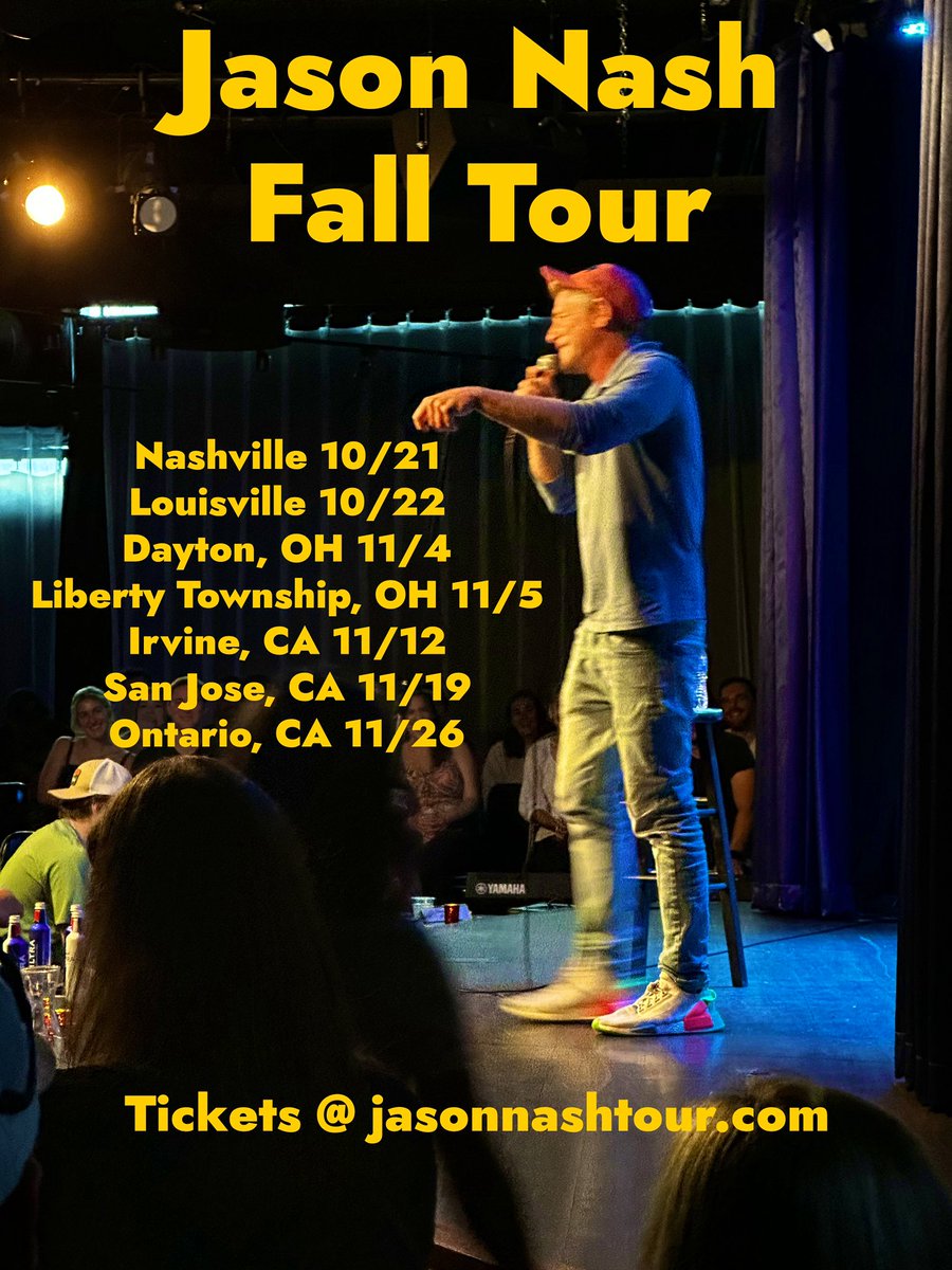 Fall dates! Come see me live this weekend Nashville and Louisville! JasonNashTour.com