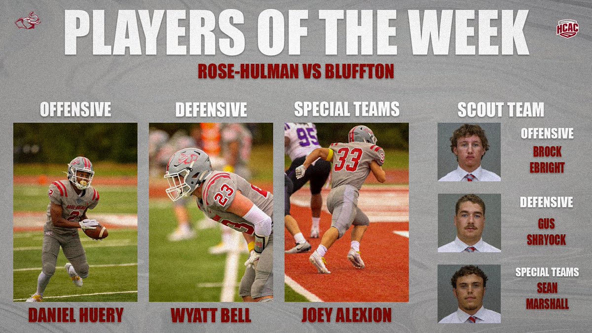 𝗩𝗶𝗰𝘁𝗼𝗿𝘆 𝗠𝗼𝗻𝗱𝗮𝘆! Congratulation's to our players of the week!

Offensive: WR Daniel Huery
Defensive: DB Wyatt Bell
Special Teams: RB Joey Alexion

Scout O: QB Brock Ebright
Scout D: DL Gus Shryock
Scout ST: LB Sean Marshall

#WeWork