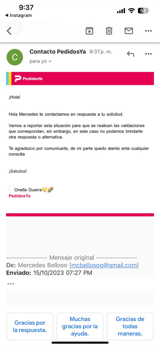 BellosoMer41766's tweet photo. Así es como @pedidosya solventa enviándote correos y más correos sin ninguna respuesta, puras mentiras por qué son unos estafadores! https://t.co/fdCv3EHXRa