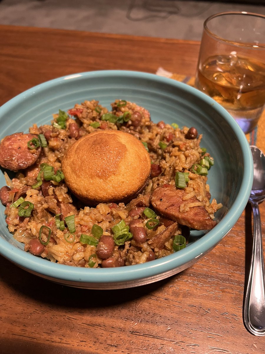 cuddlight's tweet image. Cajun red beans &amp;amp; rice and honey butter corn bread @dwinger2003 @reidwinger