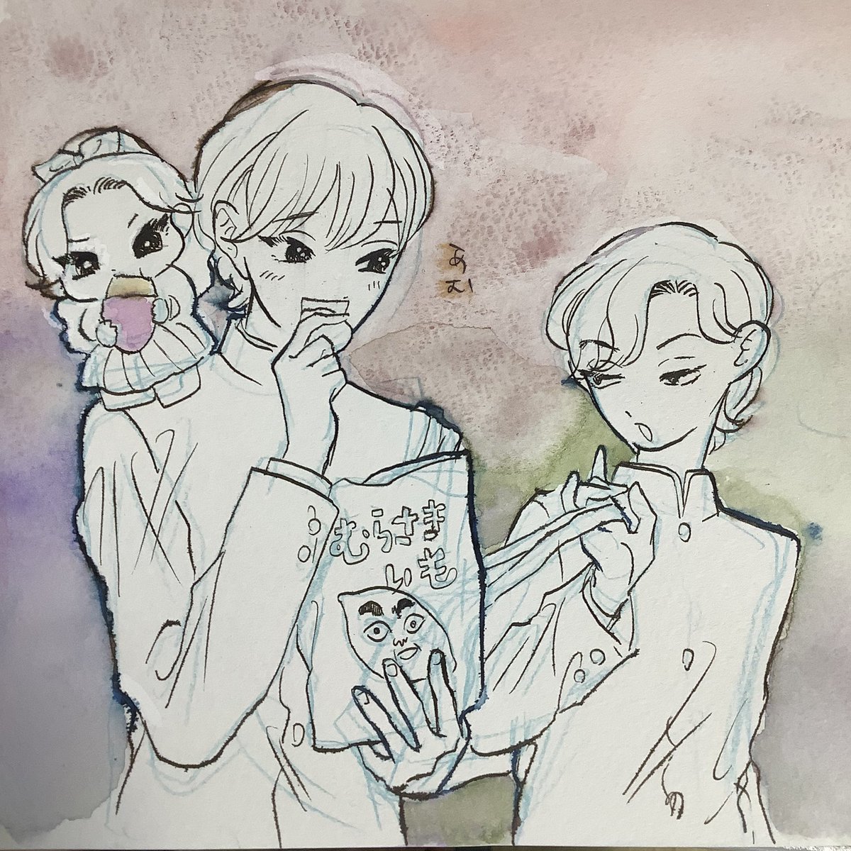 「午前中お絵描きして遊んだ!楽しかったから続けたいな〜午後は出かけてカフェでお茶飲」|新連載開始❤️🐰🐱黒崎冬子❤️作品RTしてもらえると嬉しい😍🦥🐥のイラスト
