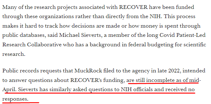 This is my 3rd weely reminder that @nihceal wasted a $1billiion in #LongCovid research money, has no results, and refuses to provide public documents and answer questions of <a href="/statnews/">STAT</a>.  AND, <a href="/NIH/">NIH</a> did not ask congress for more research $! <a href="/SenSanders/">Sen. Bernie Sanders</a> <a href="/RandPaul/">Rand Paul</a> <a href="/timkaine/">Tim Kaine</a>