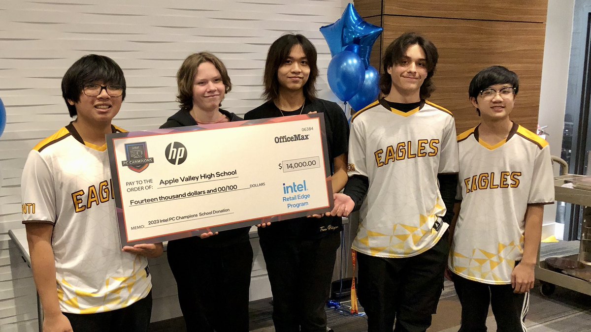 A huge thank you to <a href="/officedepot/">Office Depot</a>, <a href="/intel/">Intel</a> &amp; <a href="/HP/">HP</a> for being selected to receive a donation from the Intel PC Champions Competition! This will help our program immensely and keep us competitive for years to come! 🎉