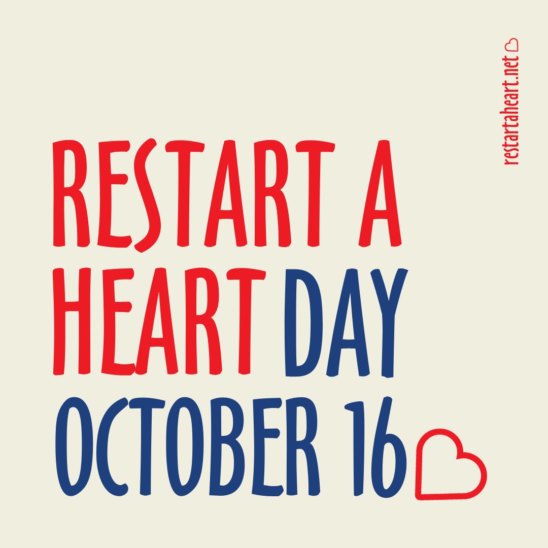 𝗧𝗼𝗱𝗮𝘆 𝗶𝘀 𝗥𝗲𝘀𝘁𝗮𝗿𝘁 𝗮 𝗛𝗲𝗮𝗿𝘁 𝗗𝗮𝘆!

Did you know that seconds count in a cardiac arrest? Everyone can learn how to Call, Push, Shock. It might just save a life. 

Learn more: restartaheart.net