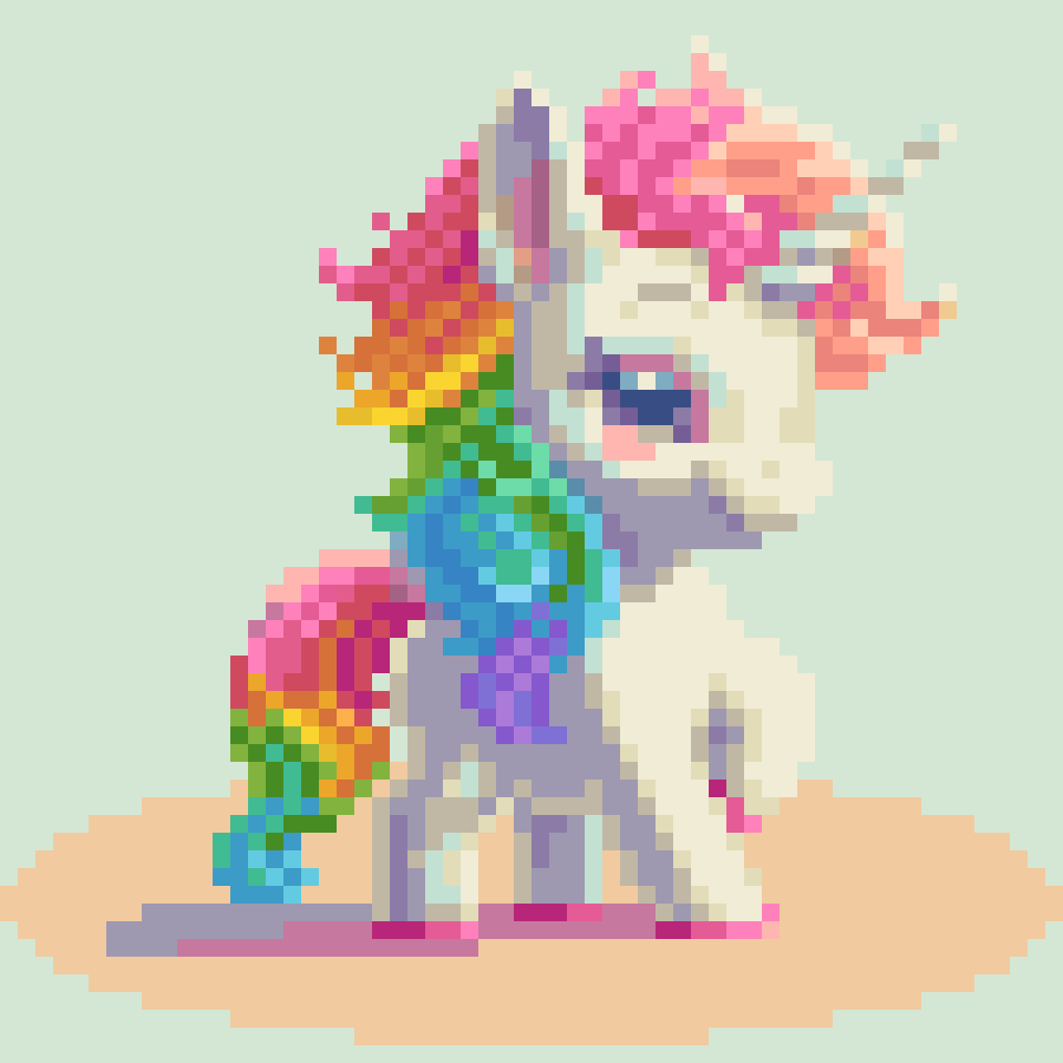 \( ˋ Θ ´ )/ May your day sparkle with unicorn magic✨💖
#pixelart #ドット絵 #dotpic #wip