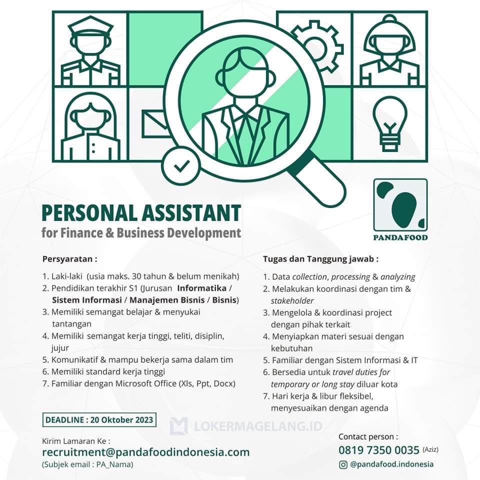 lokermagelangid's tweet image. [Open Recruitment Panda Food Indonesia]

📌 Pendaftaran:
E-mail: recruitment@pandafoodindonesia.com

===================
#recruitment #karir #jogjaloker #joobseeker  #lokerupdated 

For More Information :
CP 1 : wa.me/0819 7350 0035 (Aziz)