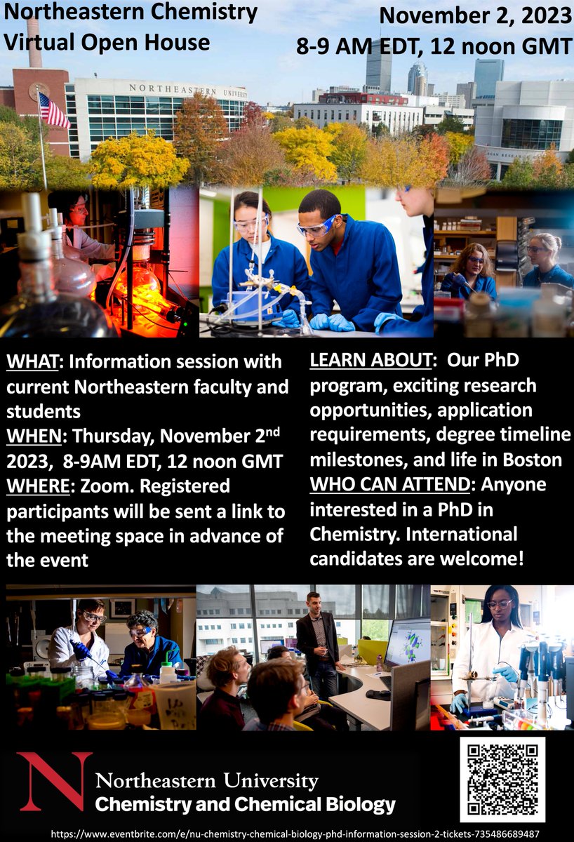 <a href="/NU_Chemistry/">Northeastern Chem</a> 2nd virtual open-house on November 2 at 8-9 am EDT (noon GMT). Register at eventbrite.com/e/nu-chemistry… to attend and get an application fee waiver! Co-hosted by <a href="/ChakraSrirupa/">Srirupa Chakraborty</a> and myself! #PhD #compchem