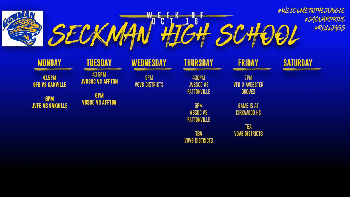 Lower level football at home and the last varsity soccer home games of the season this week! Girls VB in district action at Northwest!