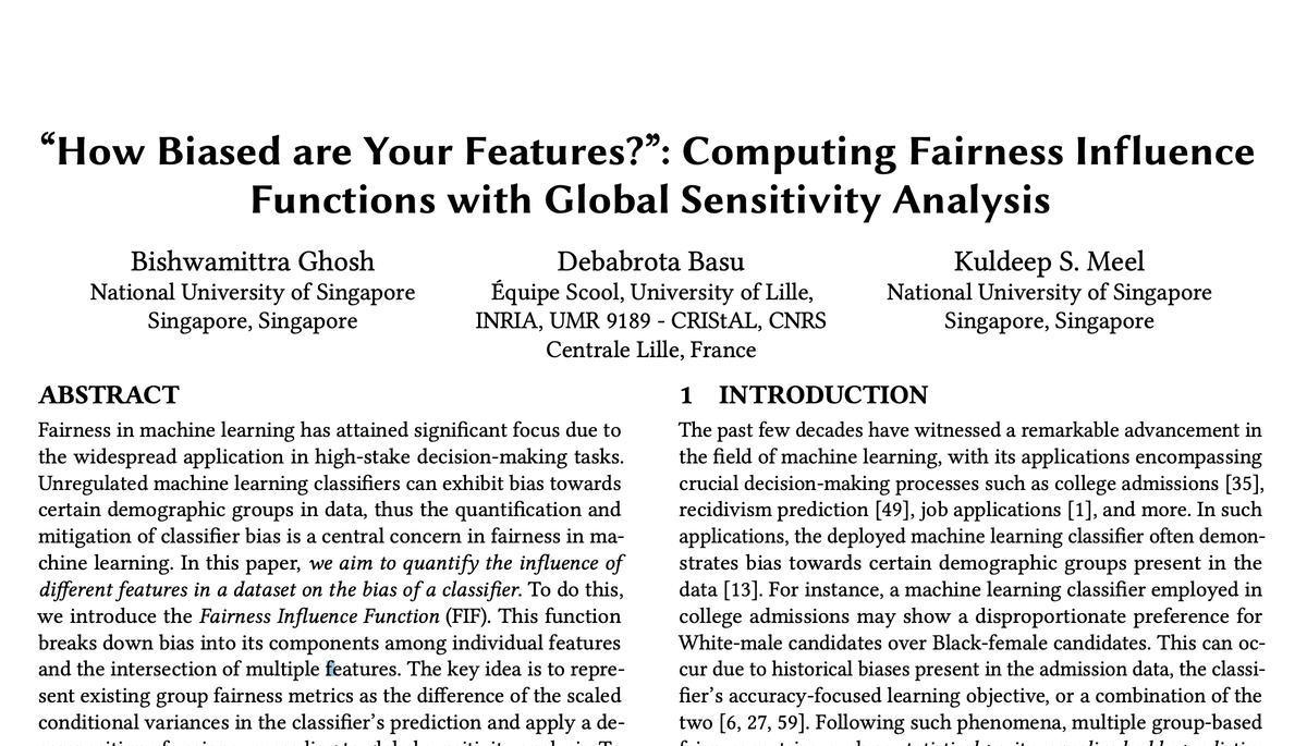 vipul_1011's tweet photo. “How Biased are Your Features?” (FAccT 2023)

Paper: https://t.co/NEsKe1n6uf

TLDR: They measure the contribution of individual features to the overall bias of a classifier by fitting a set-additive model to the classifier

Day 13 of #20daysofresponsibleAI #NLP https://t.co/KbnjY1pqRQ