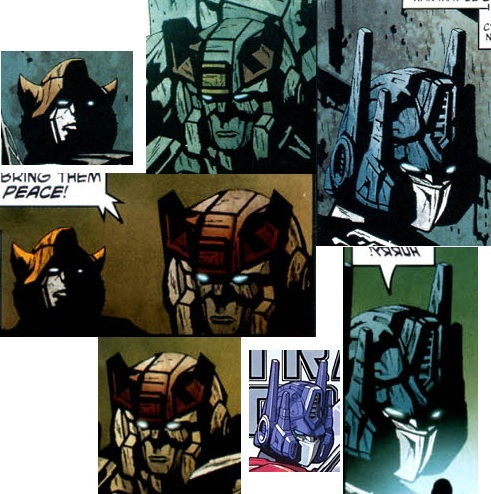 TF_Moments's tweet photo. in the Dreamwave Transformers/G.I. Joe comic, artist Jae Lee recycled his own art of the robots' heads over the course of several issues...and in Optimus' case, from one of Pat Lee's covers of the main Dreamwave TF comic. (2003)