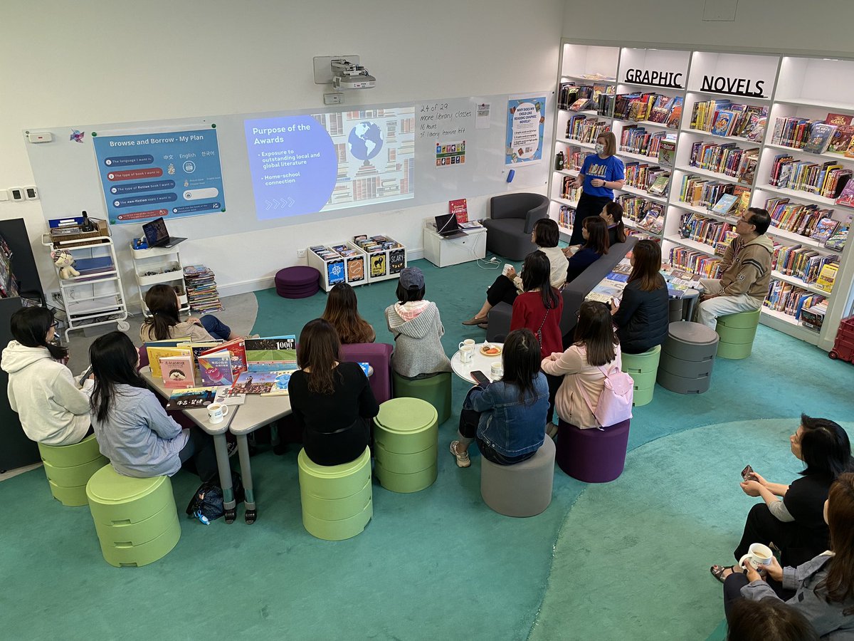 @becinthelibrary helping to launch #pandabookawards with our @ISBeijing parents, partners in reading and our first Book Week event!