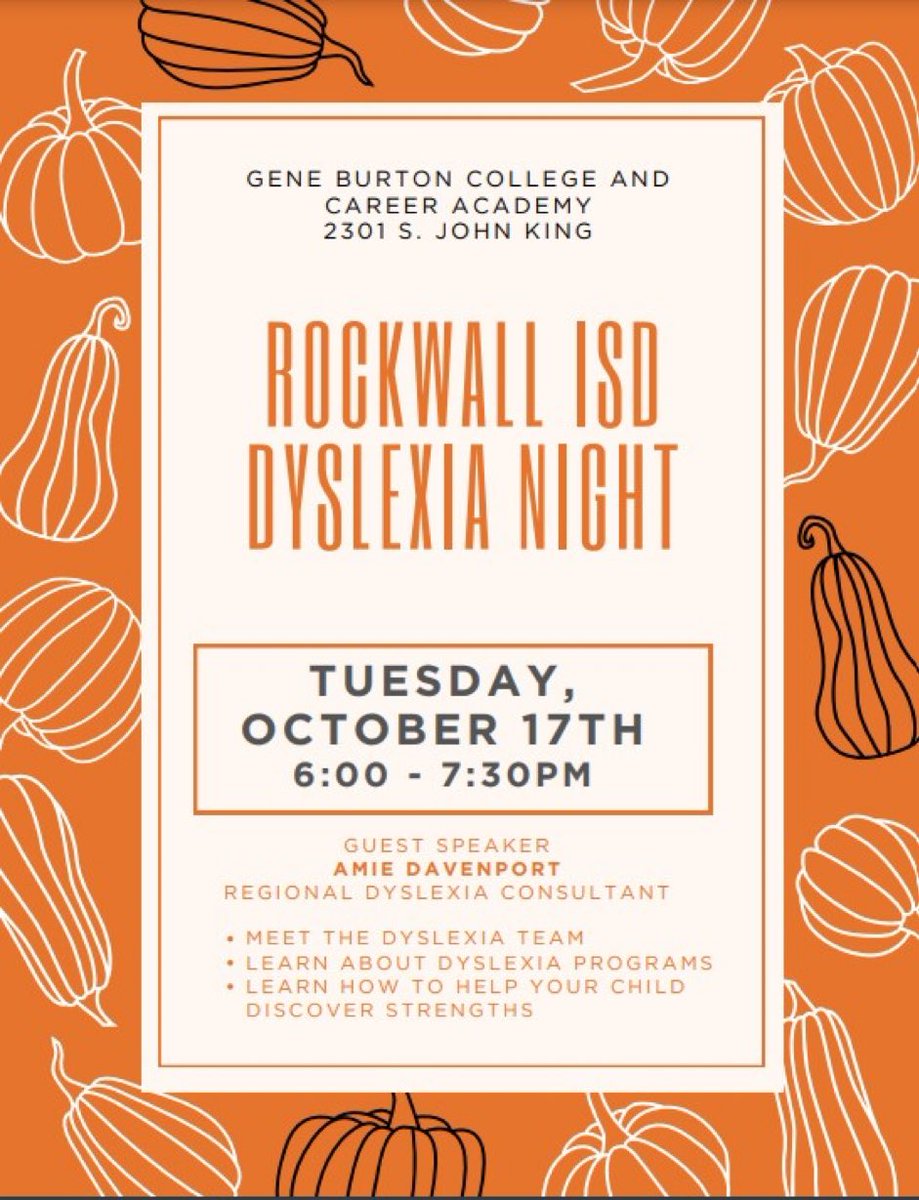 Mary Johnston, Ed.D. (@drmjohnston10) on Twitter photo Our <a href="/RISDSpecial/">RISD Special Programs</a> Team looks forward to welcoming our <a href="/rockwallschools/">Rockwall ISD</a> parents & and the community to our annual Dyslexia Night. <a href="/RockElemC_I/">Rockwall ISD Elementary Schools</a> @SecondaryRISD <a href="/GBCCA_RISD/">Dr. Gene Burton College & Career Academy</a> Our <a href="/RISDSpecial/">RISD Special Programs</a> Team looks forward to welcoming our <a href="/rockwallschools/">Rockwall ISD</a> parents & and the community to our annual Dyslexia Night. <a href="/RockElemC_I/">Rockwall ISD Elementary Schools</a> @SecondaryRISD <a href="/GBCCA_RISD/">Dr. Gene Burton College & Career Academy</a>