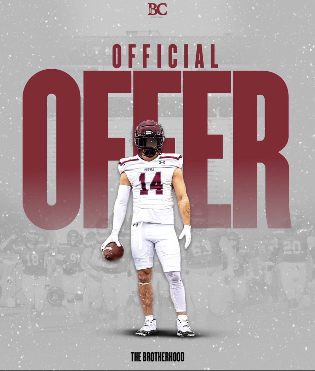 After a conversation with @CoachGrider_BC I am blessed to have received my first college football offer from <a href="/Threshers_FB/">Bethel College FB</a>. <a href="/CoachStokesBC/">AB Stokes</a> <a href="/CoachTruelove/">Matt Truelove</a> <a href="/MSMRocketFB/">Rocket Football</a> #RollOn #5pillars